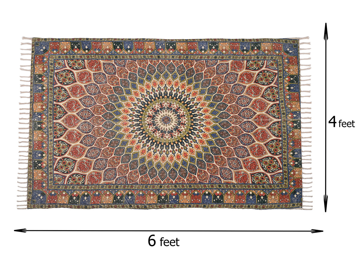 Multicolor Chenille Screen Printed Handwoven Rug