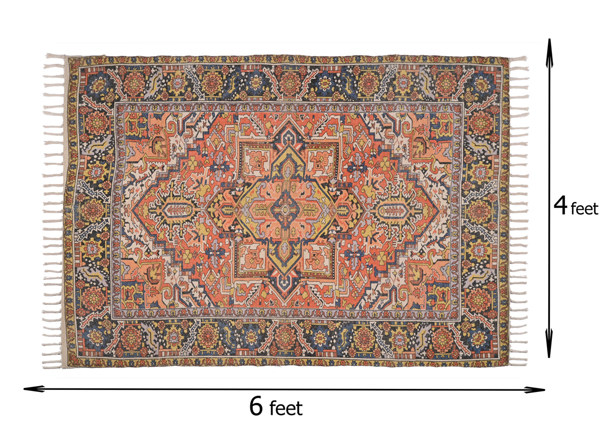 Multicolor Chenille Handwoven Printed Rug