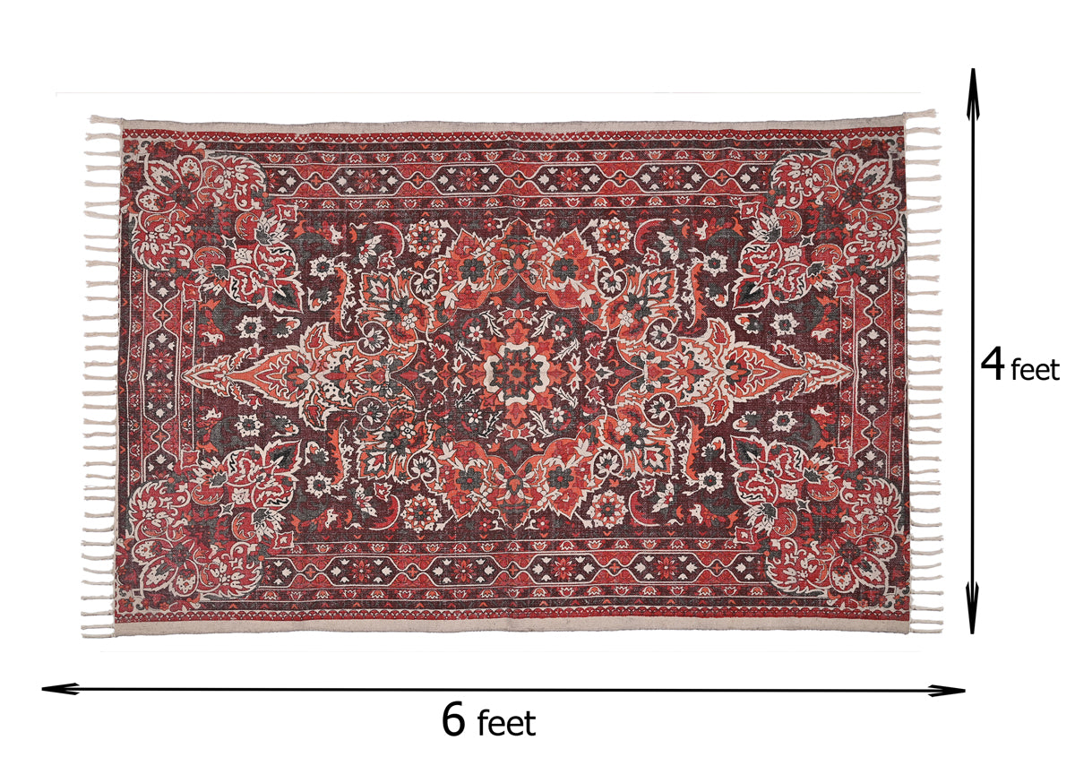 Multicolor Cotton Handwoven Printed Rug