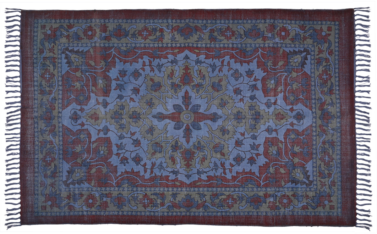 Multicolor Cotton Handwoven Printed Rug