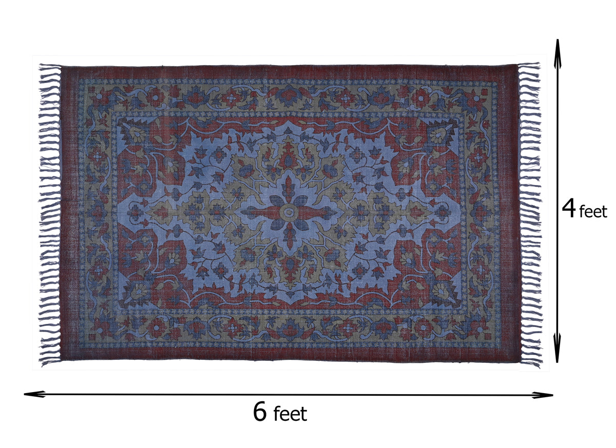 Multicolor Cotton Handwoven Printed Rug