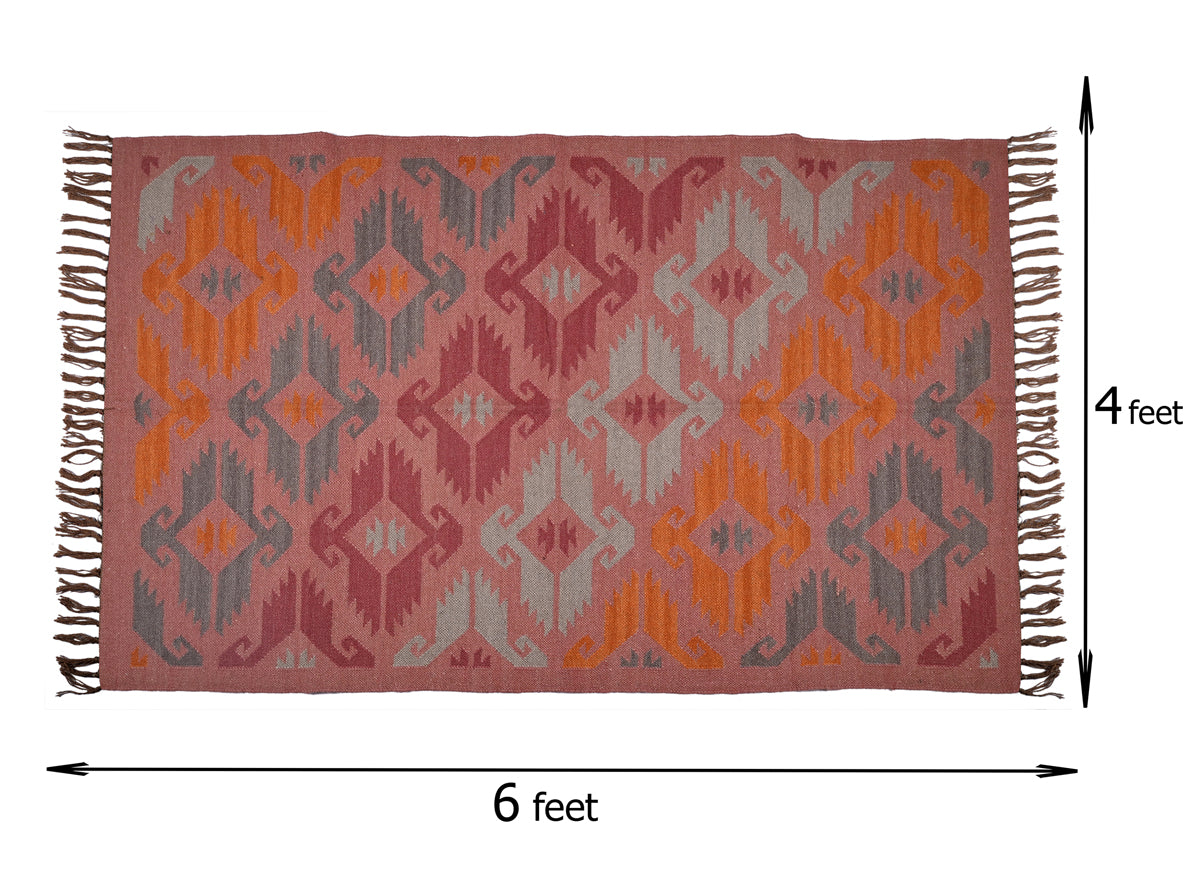 Multicolor Wool & Jute Handwoven Rug