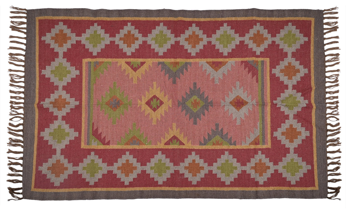 Multicolor Wool & Jute Handwoven Rug