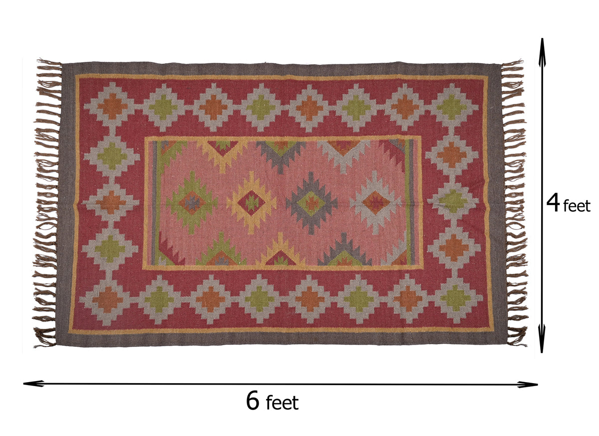 Multicolor Wool & Jute Handwoven Rug