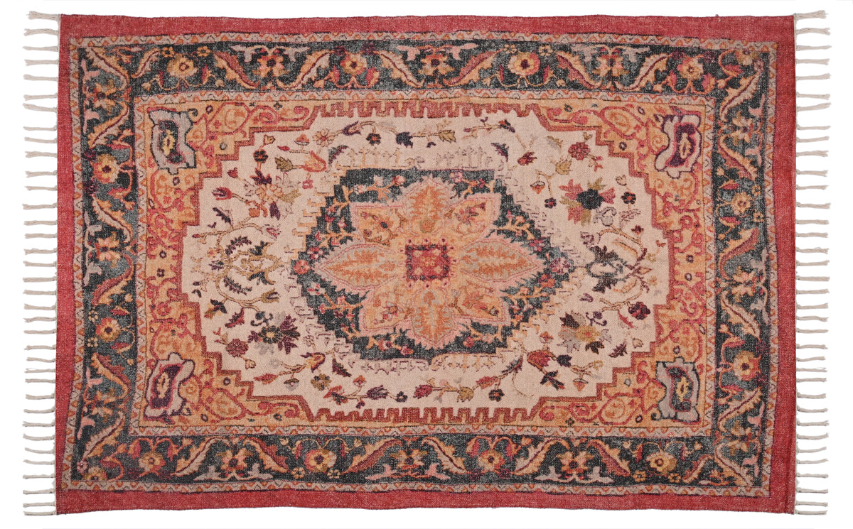 Multicolor Chenille Handwoven Printed Rug