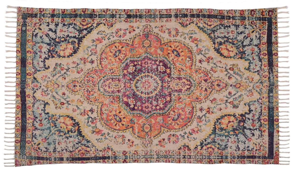 Multicolor Chenille Handwoven Printed Rug