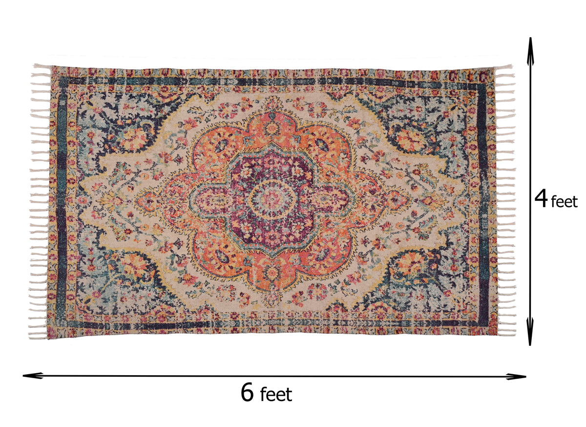 Multicolor Chenille Handwoven Printed Rug