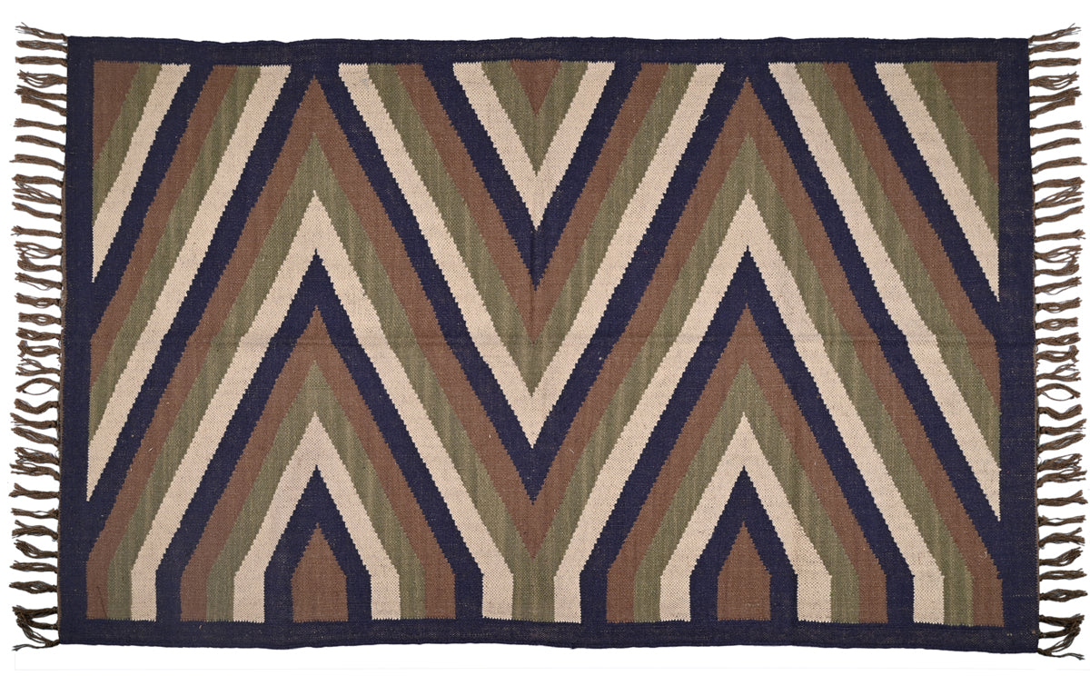 Multicolor Wool & Jute Handwoven Kilim Rug