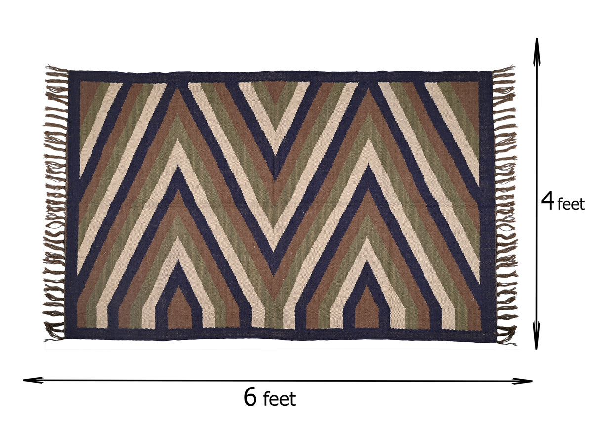 Multicolor Wool & Jute Handwoven Kilim Rug