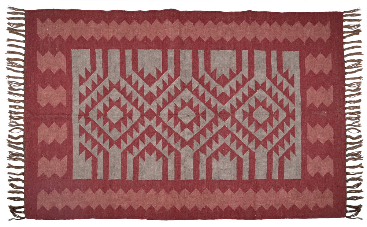 Multicolor Wool & Jute Handwoven Kilim Rug