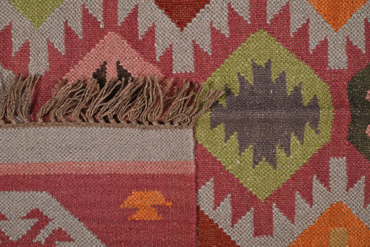 Multicolor Wool & Jute Handwoven Kilim Rug