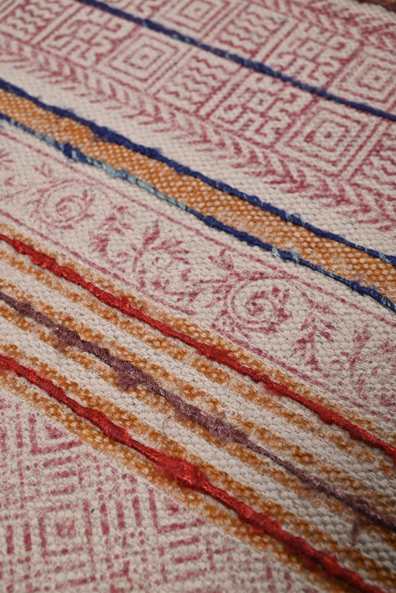 Multicolor Cotton Handwoven Printed Embrodered Rug