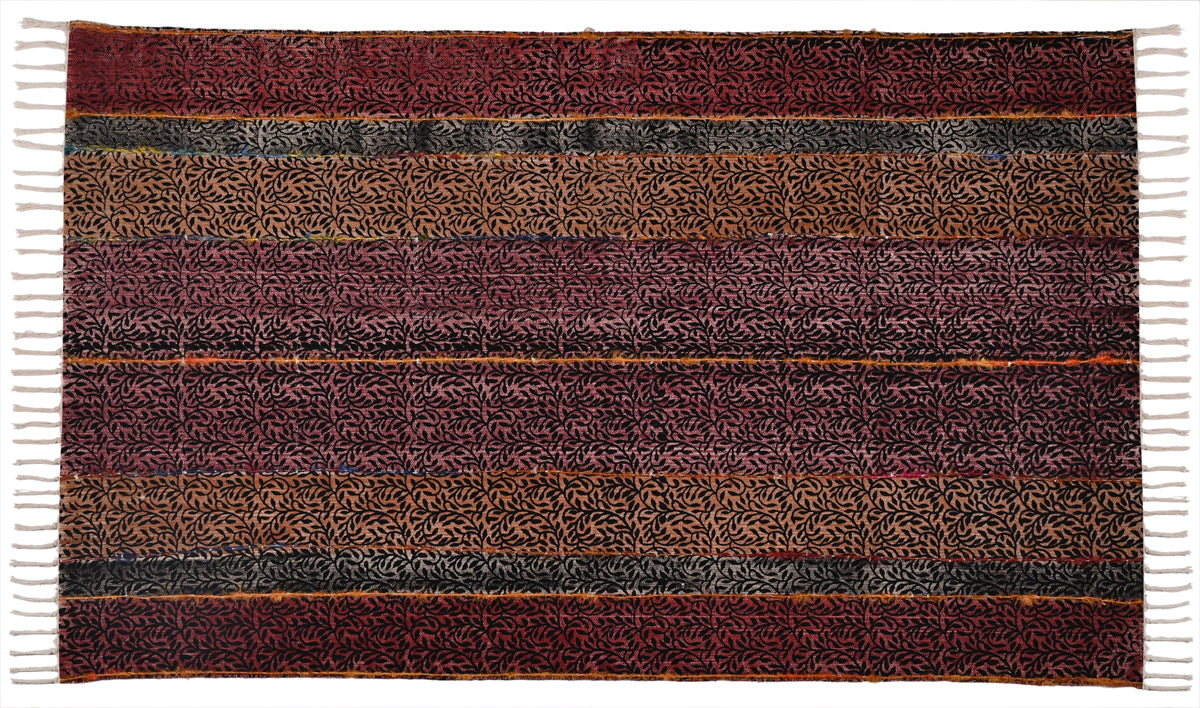 Multicolor Cotton Handwoven Printed Embrodered Rug