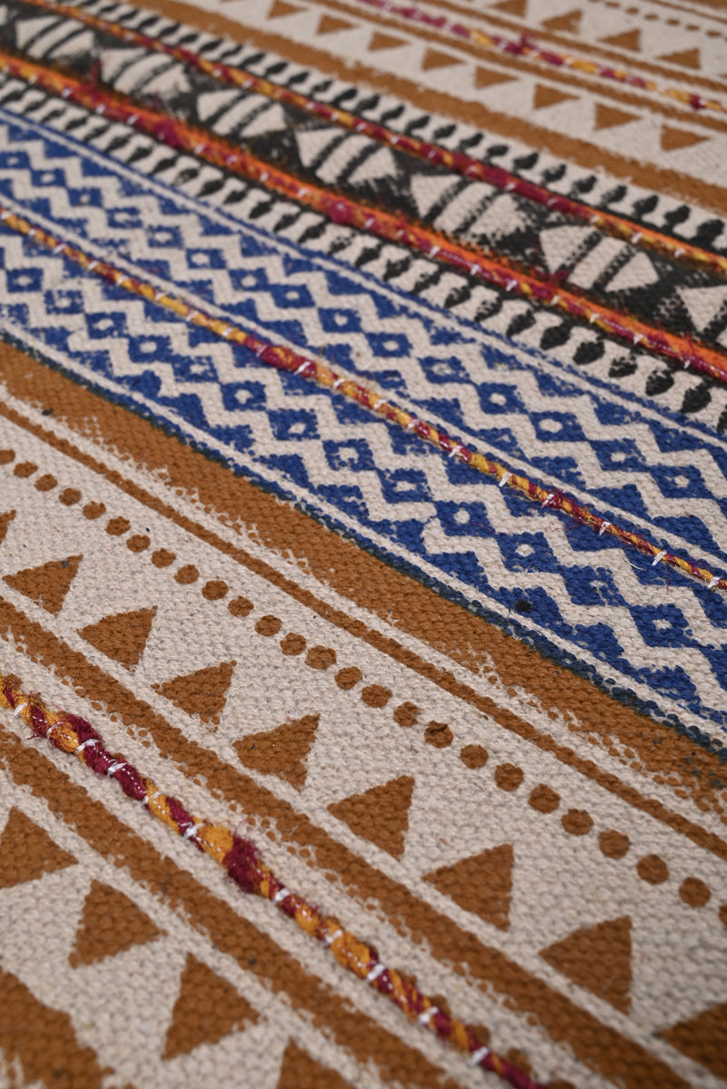 Multicolor Cotton Handwoven Printed Embrodered Rug