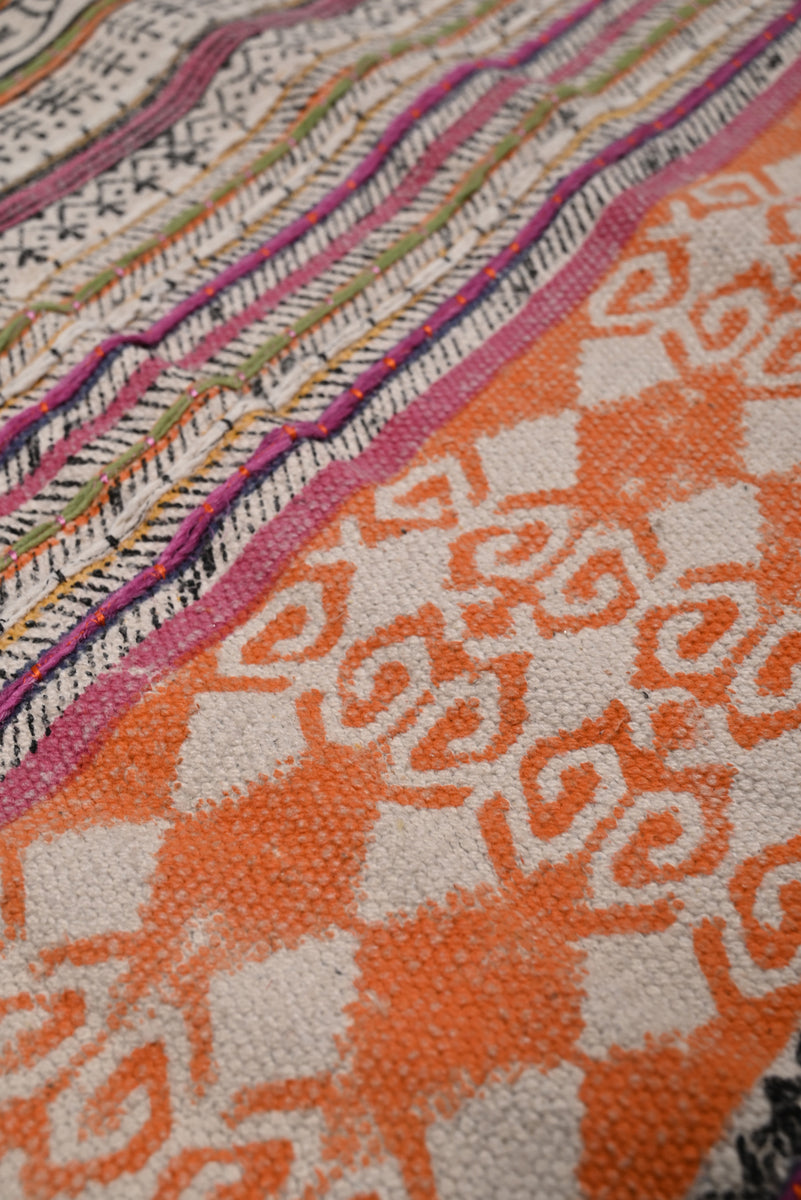 Multicolor Cotton Handwoven Printed Embrodered Rug