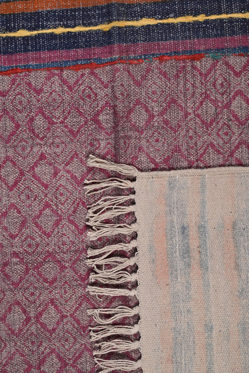 Multicolor Cotton Handwoven Printed Embrodered Rug