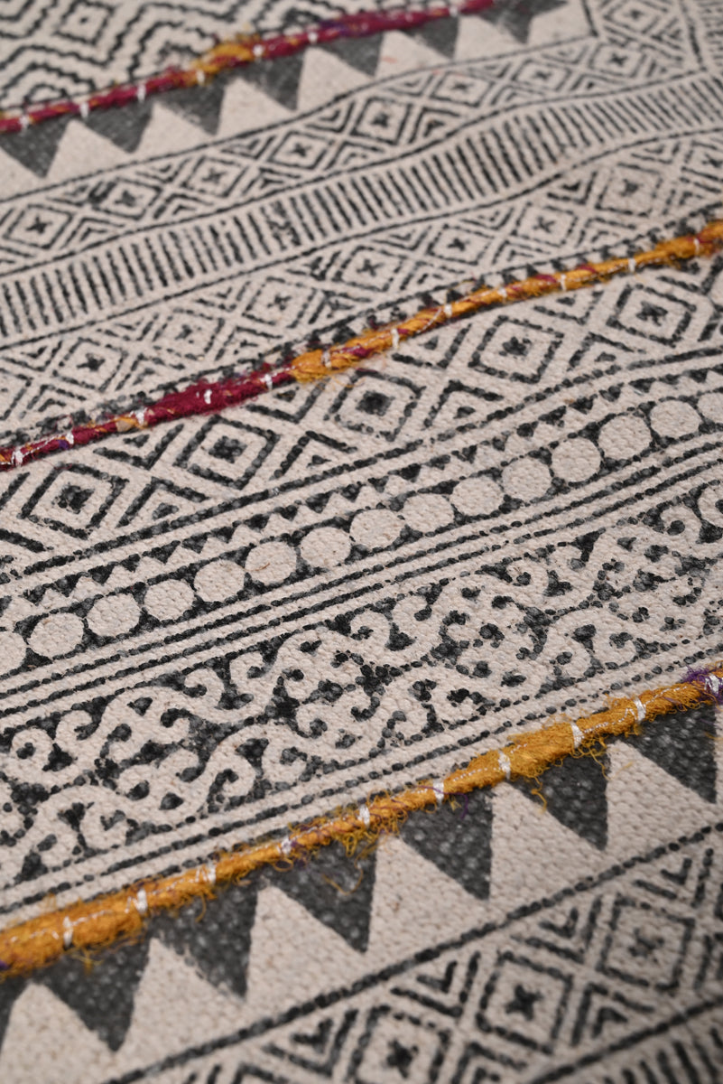 Multicolor Cotton Handwoven Printed Embrodered Rug