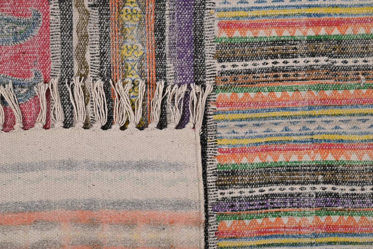 Multicolor Cotton Handwoven Printed Rug