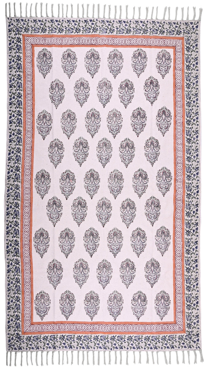 Multicolor Cotton Handwoven Block Printed Rug