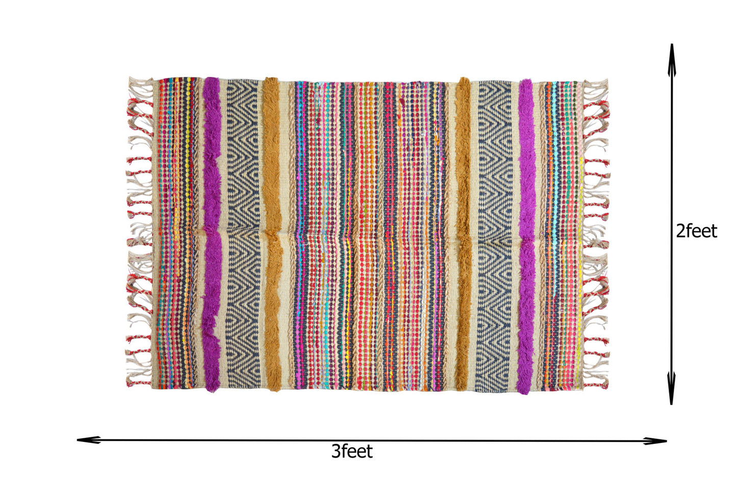 Multi Colour 100 % Cotton Hand Woven Dhurrie