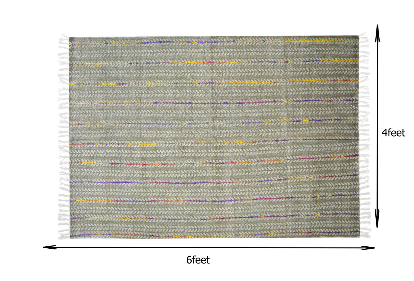 Multi Colour Cotton 4x6 Feet Hand Woven Printed Dhurrie