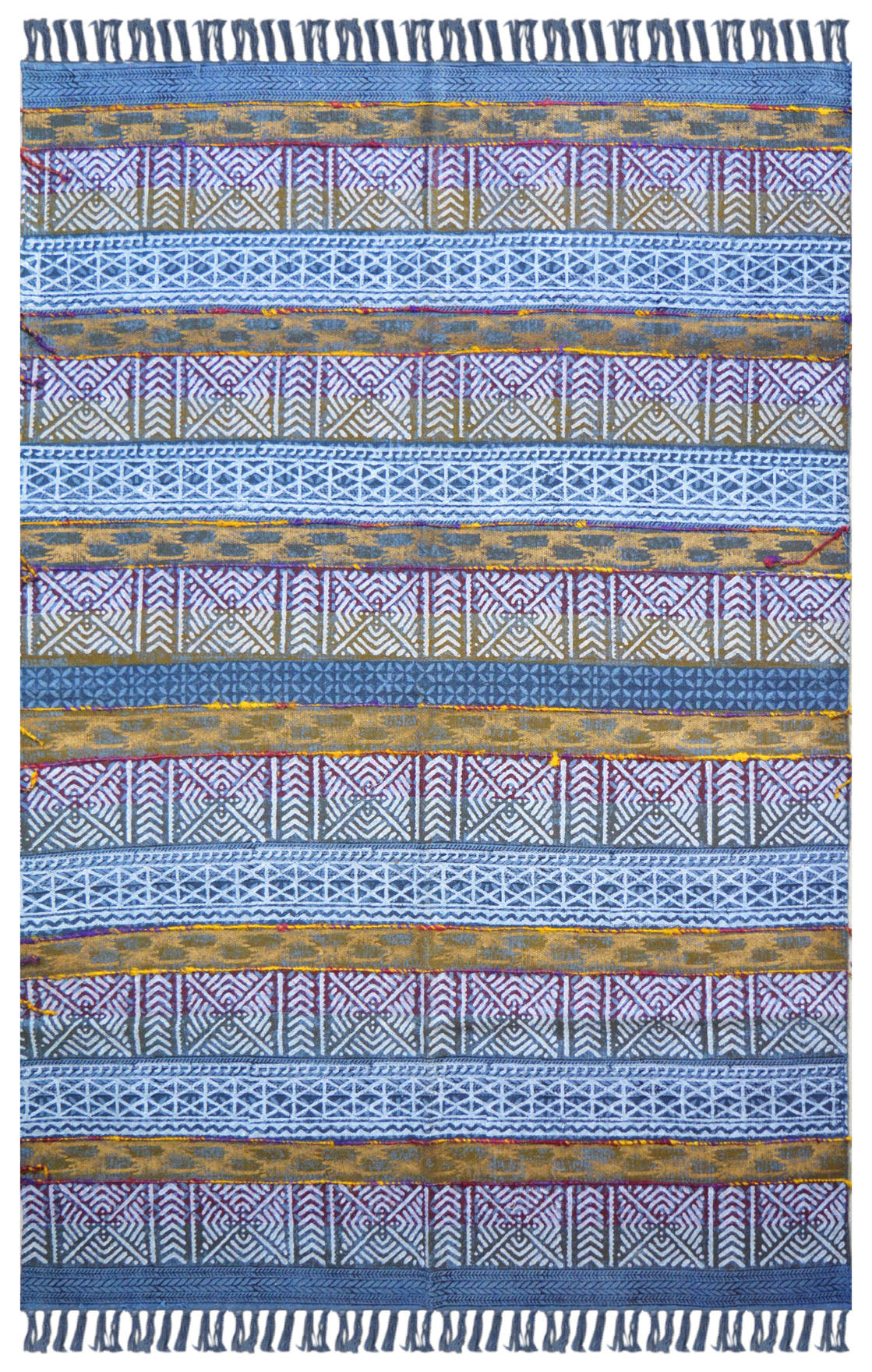 Multi Colour Cotton 4x6 Feet Hand Woven Printed Dhurrie