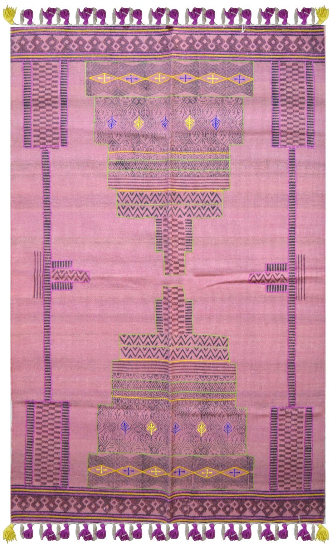 Multi Colour Cotton 4x6 Feet Hand Woven Printed Dhurrie